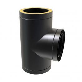 T-Stück 90° Ø 150 mm Doppelwandig isoliert RAL9004